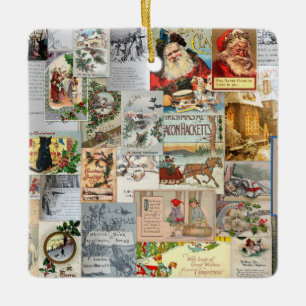 Ornamento De Cerâmica Antiguidade Vitorina de Natal Ephemera Collage Art