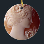Ornamento De Cerâmica Antique Cameo<br><div class="desc">Uma antiga romântica - imagem de uma bonito Senhora Vitoriana - delicada detalhe de filigrana.</div>