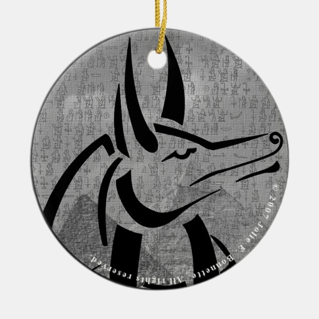 Ornamento De Cerâmica Anubis Round Ornament (Frente)