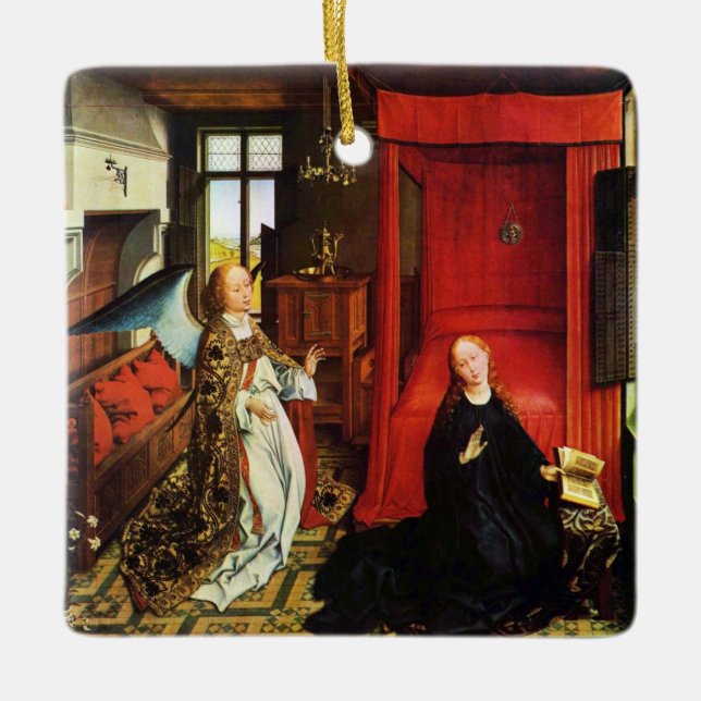 Ornamento De Cerâmica ANUNCIAÇÃO ANGEL Archangel Gabriel e Virgem (Frente)