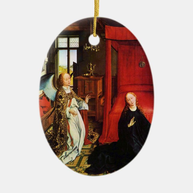 Ornamento De Cerâmica ANUNCIAÇÃO ANGEL Archangel Gabriel e Virgem (Frente)