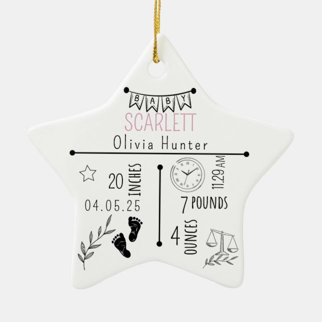 Ornamento De Cerâmica Anunciamento de Nascimentos Keepsasasaem Foto recé (Frente)