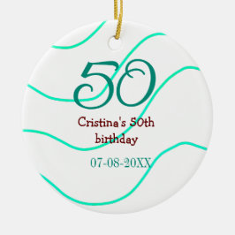 Ornamento De Cerâmica Apelido vermelho verde para aniversário de 50 anos