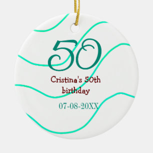 Ornamento De Cerâmica Apelido vermelho verde para aniversário de 50 anos