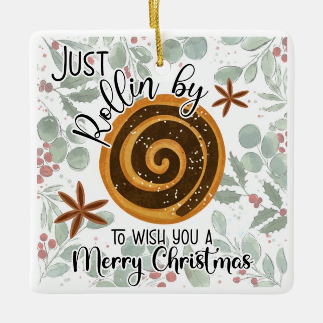 Ornamento De Cerâmica Apenas passe para desejar uma feliz nota de Natal (Frente)