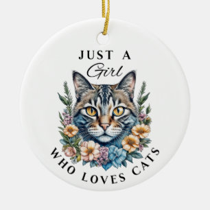 Ornamento De Cerâmica Apenas uma Garota que Ama Gatos Personalizado