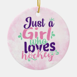 Ornamento De Cerâmica Apenas Uma Menina Que Ama Hóquei