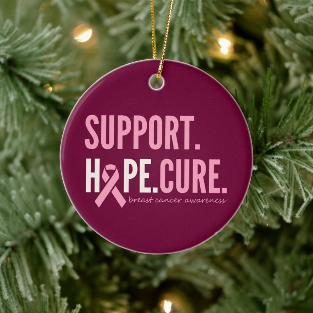 Ornamento De Cerâmica apoio ao cancer de mama de esperança Ornament Nata (Árvore)