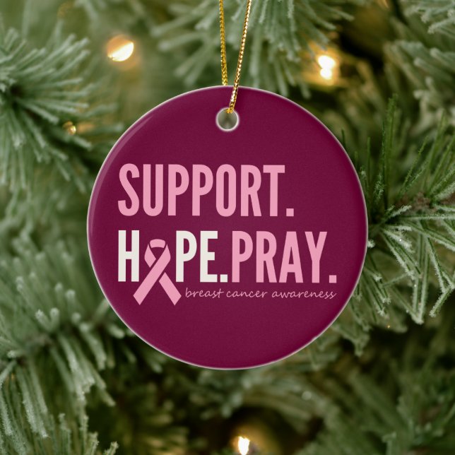 Ornamento De Cerâmica apoio ao cancer de mama esperança rezar Ornament N (Árvore)