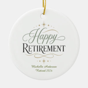 Ornamento De Cerâmica Aposentadoria Feliz Personalizada 