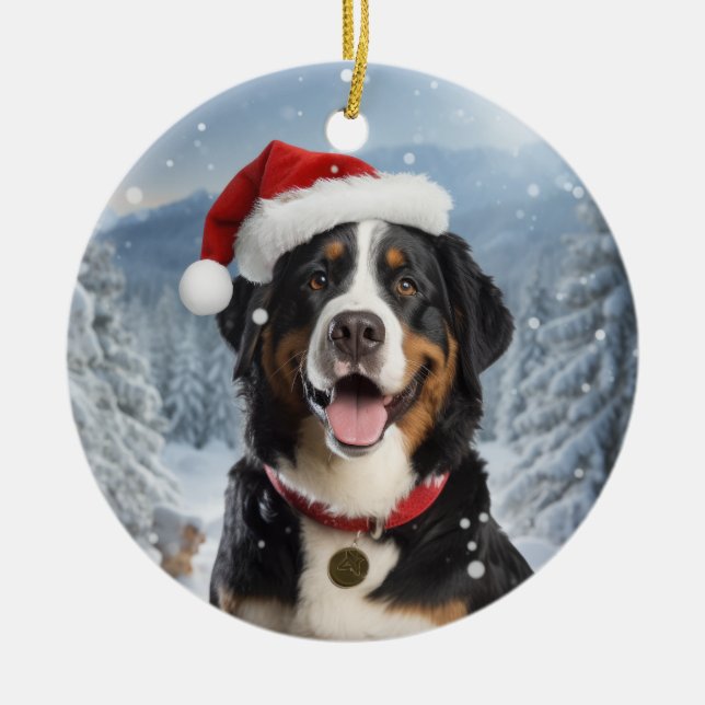 Ornamento De Cerâmica Appenzeller Sennenhund Dog Christmas Keepsaname (Frente)