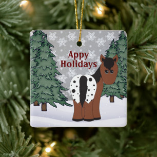 Ornamento De Cerâmica Appy Holidays Appaloosa Personalizado