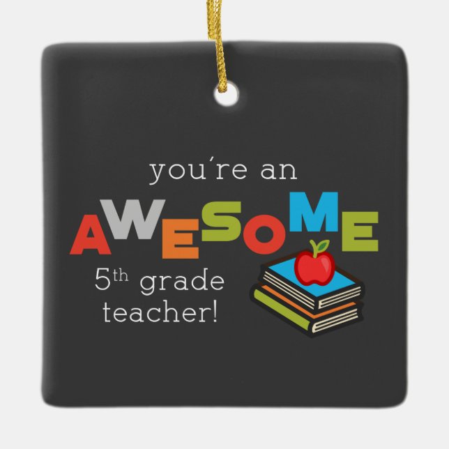 Ornamento De Cerâmica Apreciação do Dia de Professores do 5º ano (Frente)