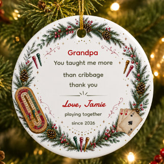 Ornamento De Cerâmica Apreciação Personalizada do Vovô no Cribbage no Na