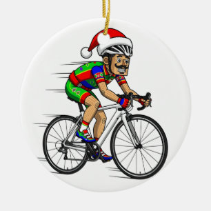 Ornamento De Cerâmica Apresentador de Natal Ciclista de Natal Bicicleta