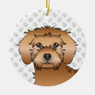 Ornamento De Cerâmica Apricot Mini Goldendoodle Cute Cartoon Cabeça de C