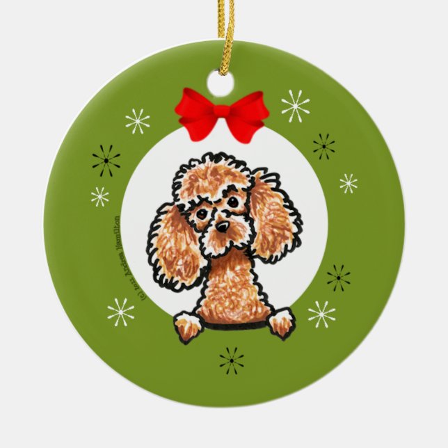 Ornamento De Cerâmica Apricot Toy Poodle Classic (Frente)