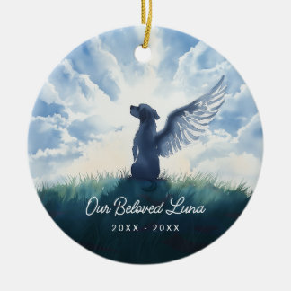 Ornamento De Cerâmica Aquarela Anjo Cachorro Condenação Simpatia