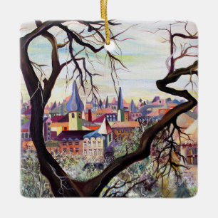 Ornamento De Cerâmica Aquarela Assentamento Francês Antigo Luxemburgo