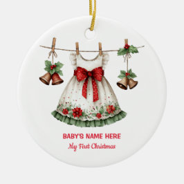 Ornamento De Cerâmica Aquarela Bebê Primeiro Natal Foto