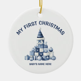 Ornamento De Cerâmica Aquarela Bebê Primeiro Natal Foto