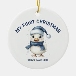 Ornamento De Cerâmica Aquarela Bebê Primeiro Natal Foto