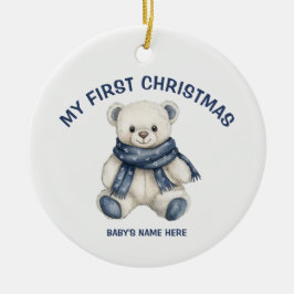 Ornamento De Cerâmica Aquarela Bebê Primeiro Natal Foto