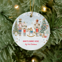 Ornamento De Cerâmica Aquarela Bebê Primeiro Natal Foto