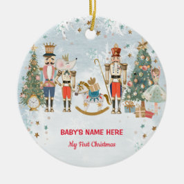 Ornamento De Cerâmica Aquarela Bebê Primeiro Natal Foto