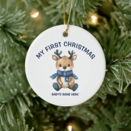 Ornamento De Cerâmica Aquarela Bebê Primeiro Natal Foto