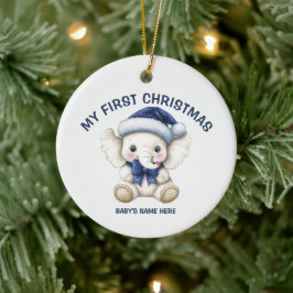 Ornamento De Cerâmica Aquarela Bebê Primeiro Natal Foto