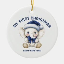 Ornamento De Cerâmica Aquarela Bebê Primeiro Natal Foto