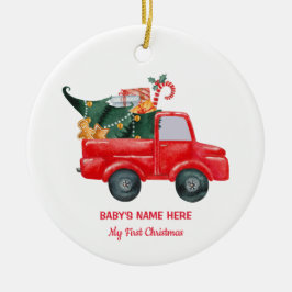 Ornamento De Cerâmica Aquarela Bebê Primeiro Natal Foto