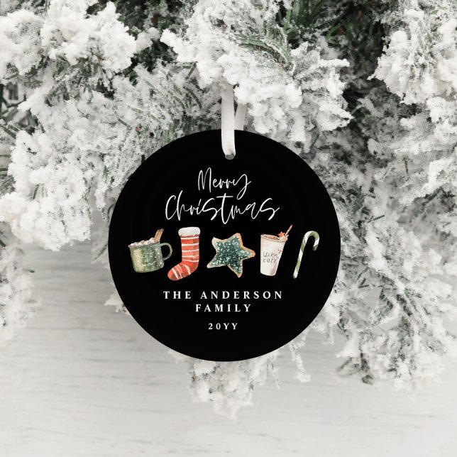 Ornamento De Cerâmica Aquarela Biscoito de Natal bebe canas doces (Criador carregado)