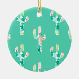 Ornamento De Cerâmica Aquarela Cactus