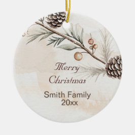 Ornamento De Cerâmica Aquarela Cor neutra árvore de Natal