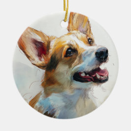 Ornamento De Cerâmica aquarela de corgi pembroke galês