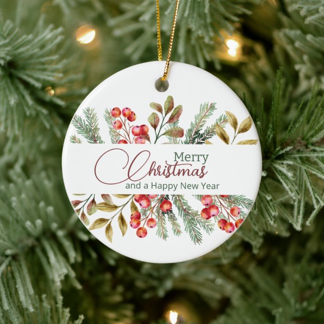 Ornamento De Cerâmica Aquarela Elegante de Natal (Árvore)