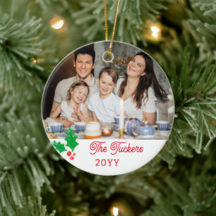 Ornamento De Cerâmica Aquarela Família de Frutas de Azevinho