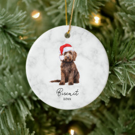 Ornamento De Cerâmica Aquarela Goldendoodle Marrom Chocolate