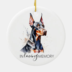 Ornamento De Cerâmica aquarela memorial Dobermann