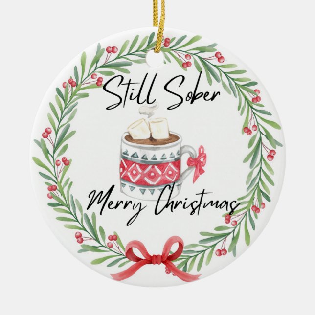 Ornamento De Cerâmica Aquarela sóbria (Frente)