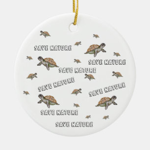 Ornamento De Cerâmica Aquarela Turtle Salvar Natureza