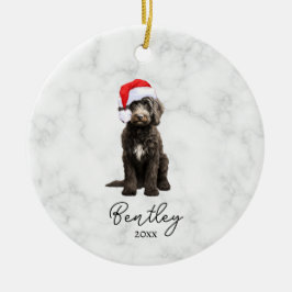 Ornamento De Cerâmica Aquarela Tuxedo Preto e Branco Goldendoodle