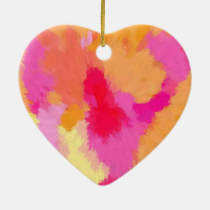 Ornamento De Cerâmica Aquarelas rosa, laranja e amarelas