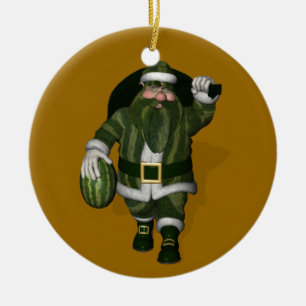 Ornamento De Cerâmica Aquecedor de Melancia Santa Claus