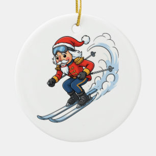 Ornamento De Cerâmica Aquecedor de Natal Skier Christmas 2026 Férias Esq