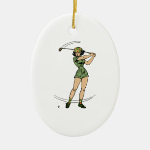 Ornamento De Cerâmica Aquecimento para a dama de golfe