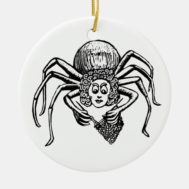 Ornamento De Cerâmica Aranha de Tricô (Frente)