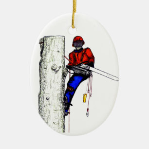 Ornamento De Cerâmica Arborist do cirurgião de árvore na serra de cade